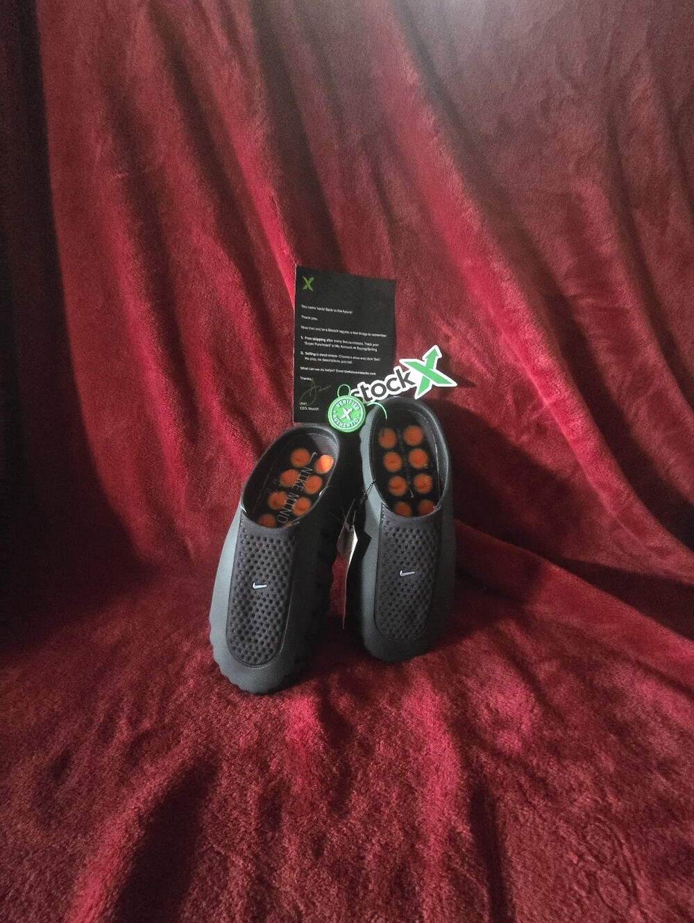 Nike Kids Black Slip-On Shoes with Orange Insoles